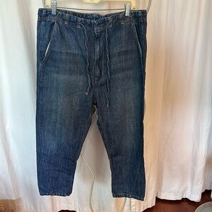 Vince Slouched Jeans W/tie Waist L Cotton Linen